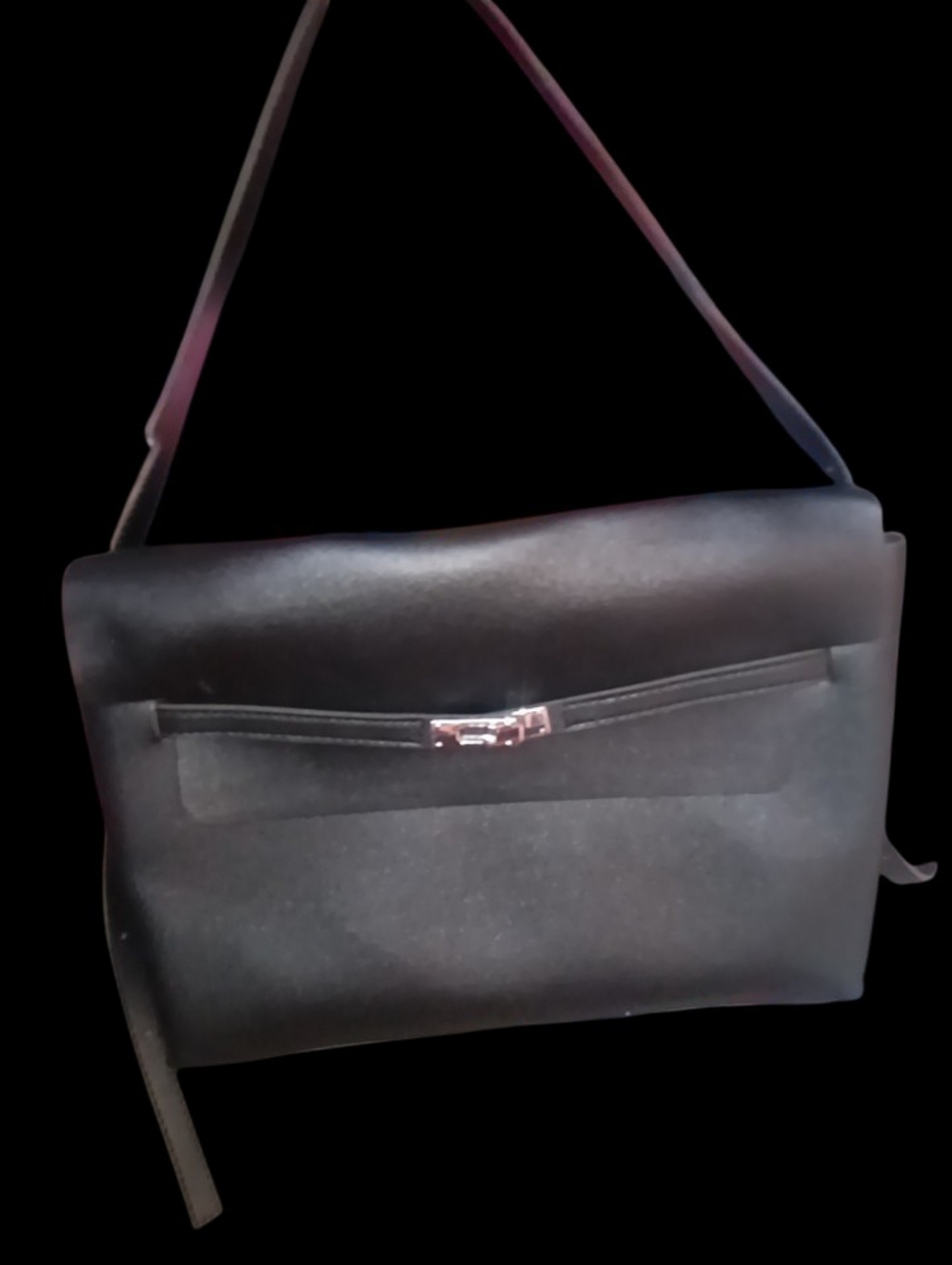 Classic Black Shoulder Bag with Silver Accent